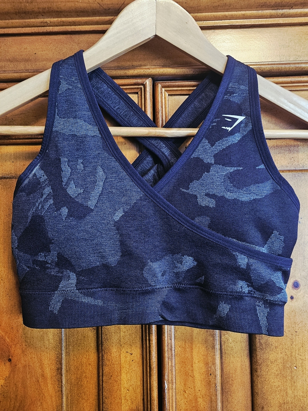 Gymshark Adapt Black/ Onyx Grey Camo Seamless Sports Bra Medium